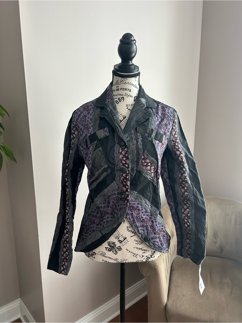 Vintage Y2K Just4Now Made in Italy Patchwork Brocade Jacket NWT Size M